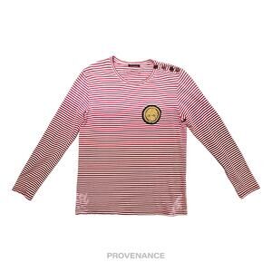 🔴 Balmain Striped Long Sleeve T-Shirt - Red White